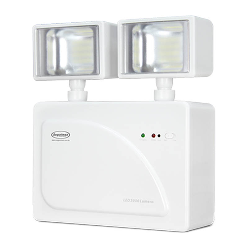LAMPARA DE EMERGENCIA LED ALTO FLUJO 3000 LÚMENES 2 FAROS IP20 600M² CODIGO 24777