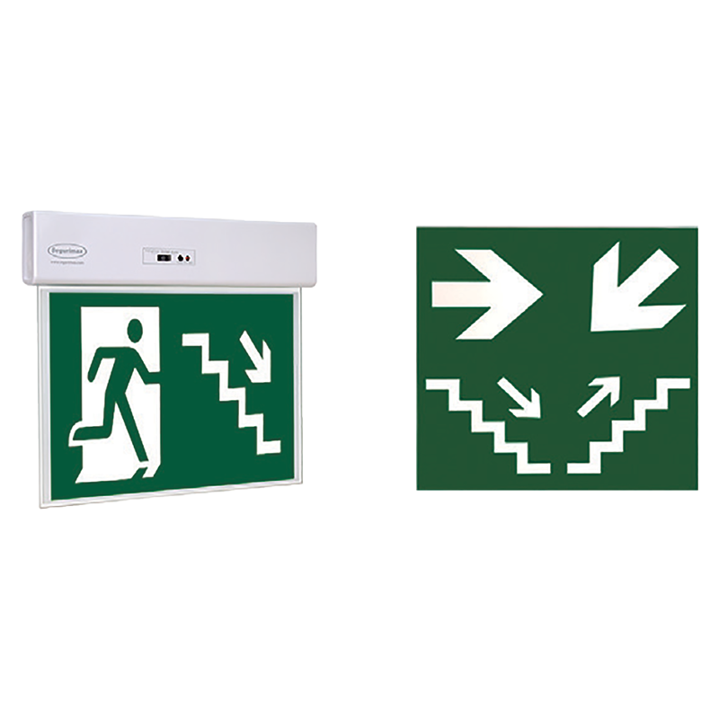 LETRERO DE EMERGENCIA LUMINOSO ESCALERA Y PUERTA SLIM DF MEDIDAS 24X18CM INCLUYE ADHESIVOS 
CODIGO 31067